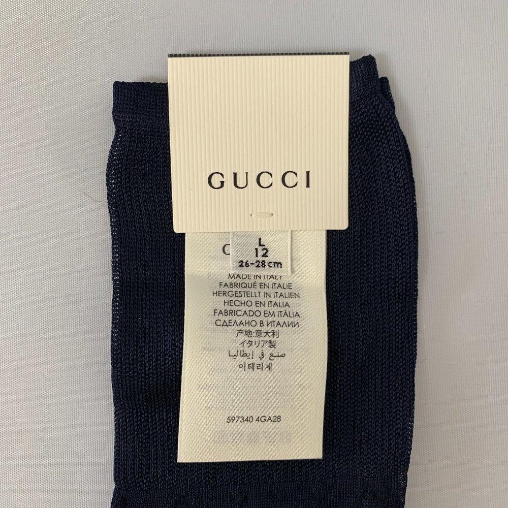 Gucci Diamond GG Mesh Socks in Midnight Blue New With Tags - Picture 8 of 8